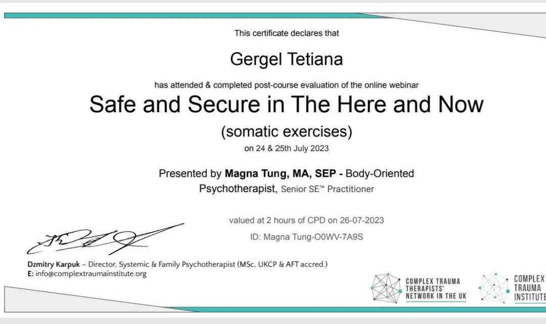 «Safe and Secure in The Here and Now» (Complex Trauma Institute)